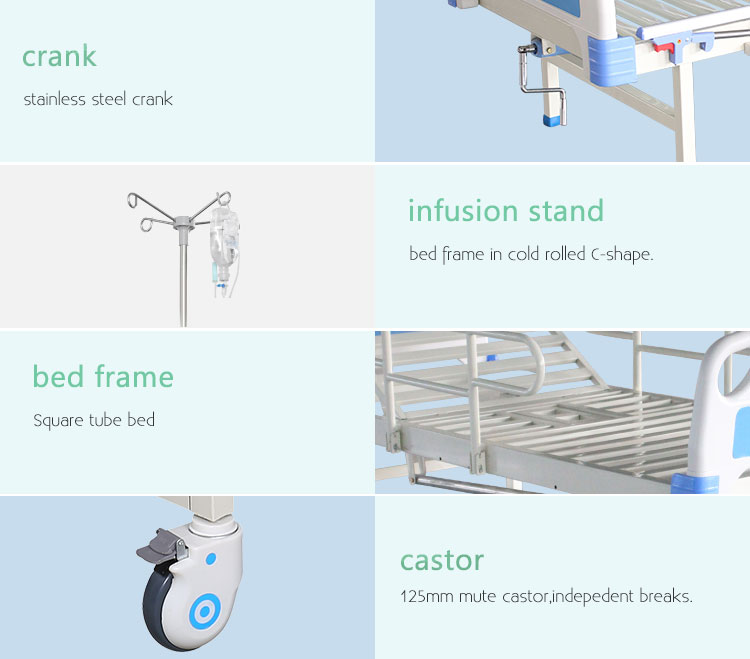 one crank Function Medical Manual Bed For Hospital,Manual hospital bed